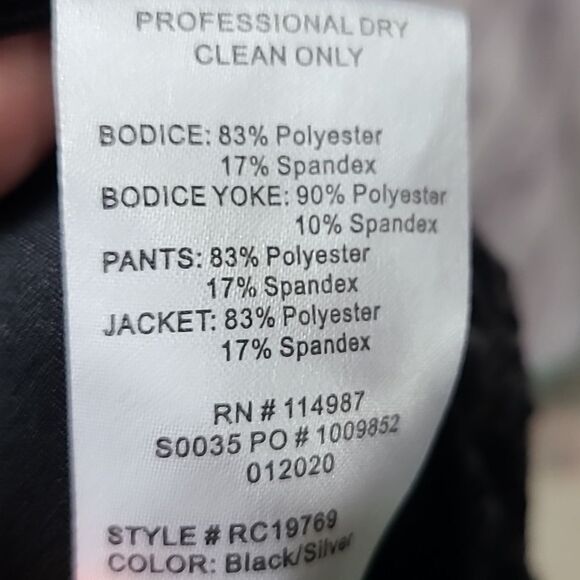 Girls LC Revolution Dancewear Unitard Black Holographic Foil Sequins Leotard - Picture 11 of 11